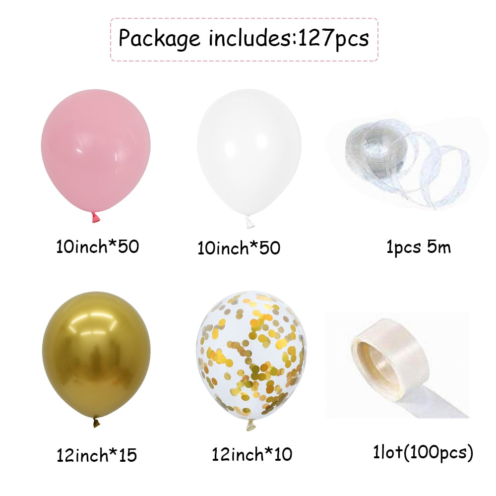 Dreamy Pink & Gold Balloon Arch Kit (127 Pieces)
