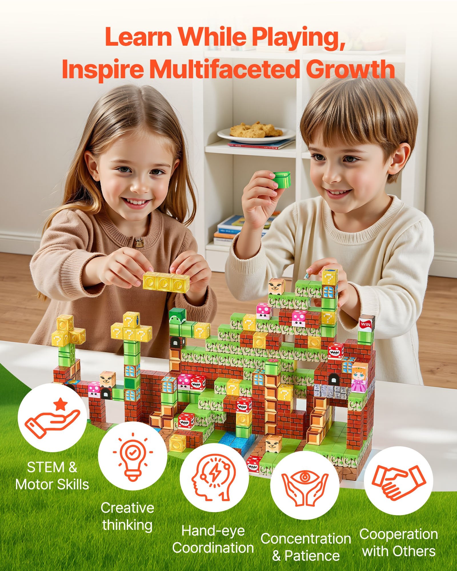100-Piece STEM Learning Kit: Magnetic Building Cubes for Kids