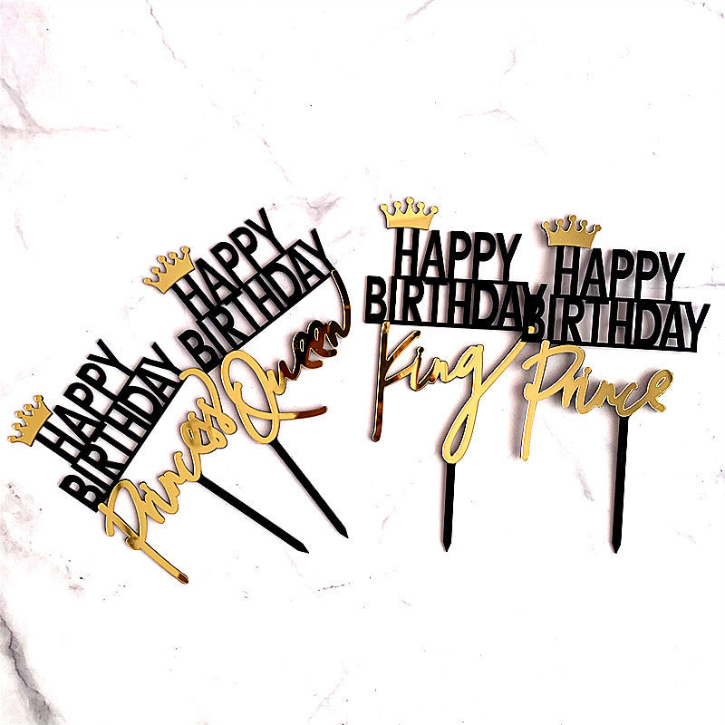 Acrylic Cake Topper – Royal Crown Theme (King, Queen, Prince & Princess)