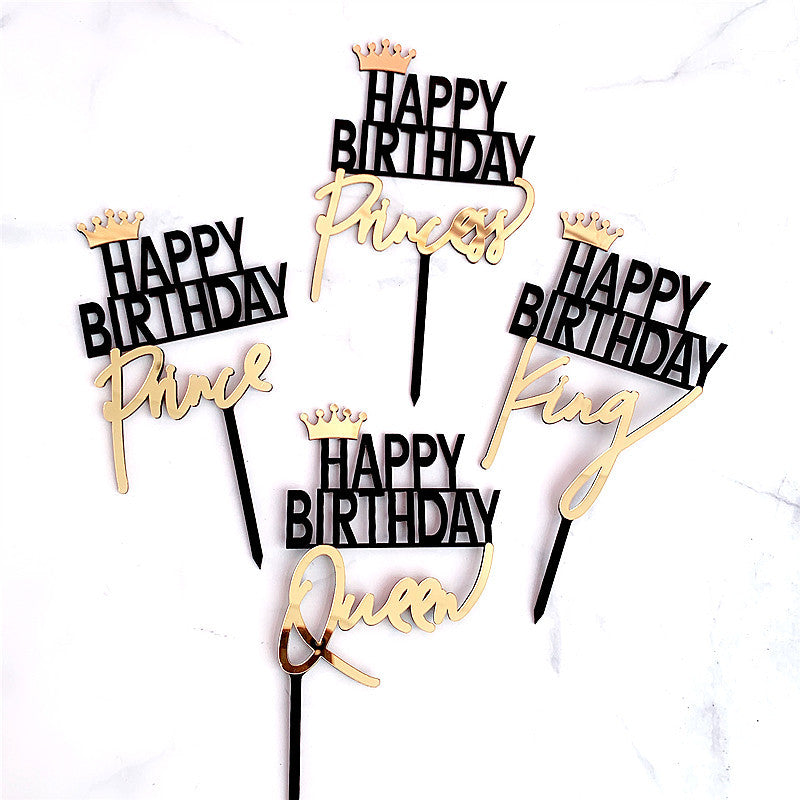 Acrylic Cake Topper – Royal Crown Theme (King, Queen, Prince & Princess)