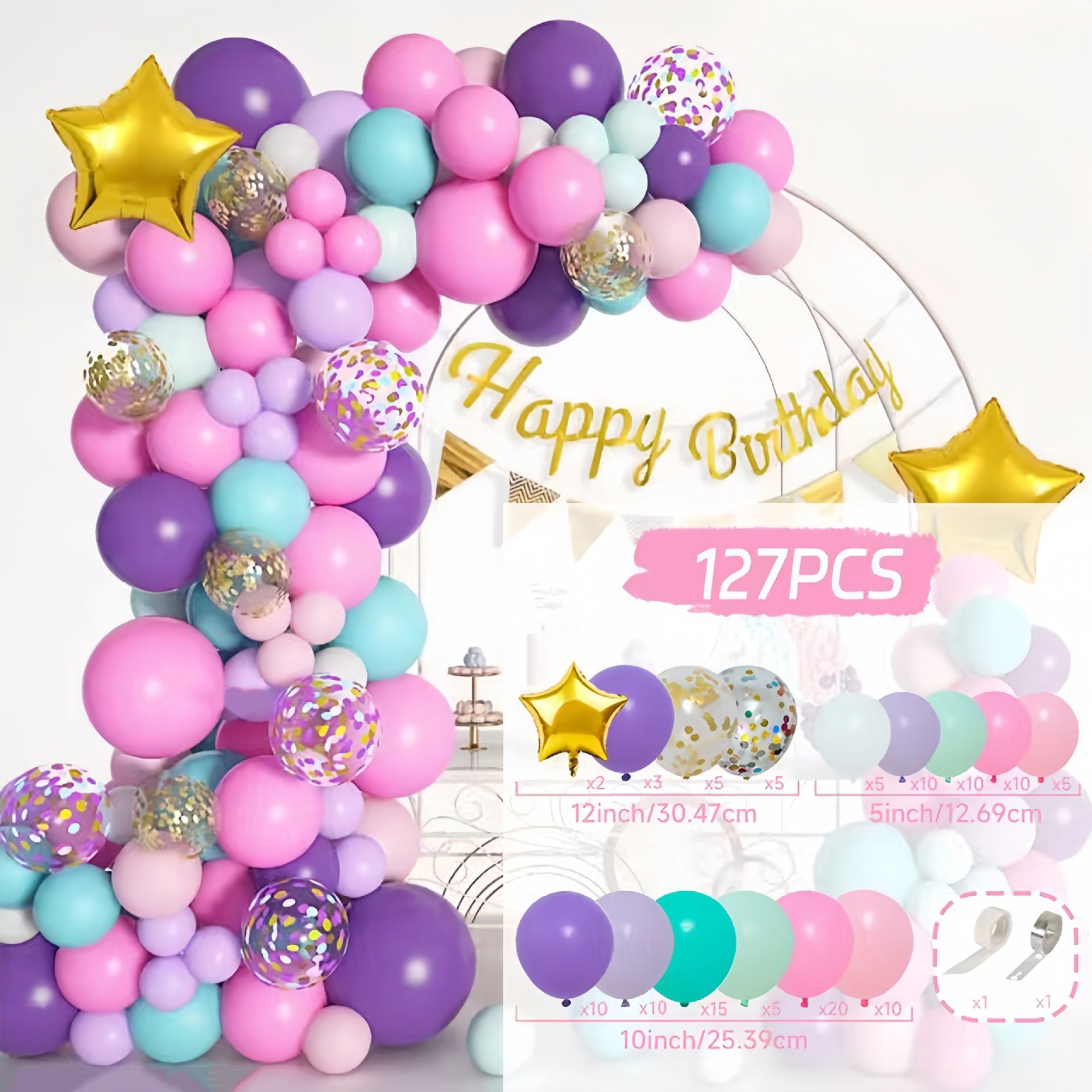 Macaron Balloon Display Kit (Multi-Colour Pastel)/Birthday Party,Baby Shower