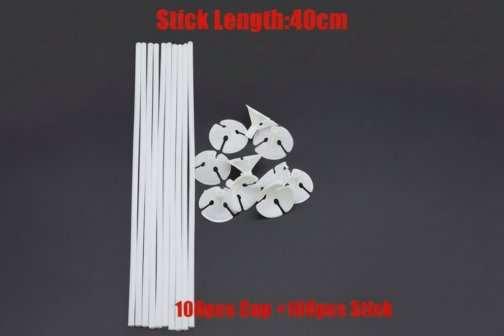 100-Piece Premium Balloon Stick & Cup Set | Reusable DIY Party Decor