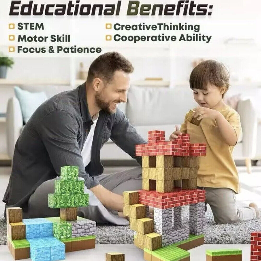 Magnetic Pixel World Building Blocks for Kids, STEM Learning Toy