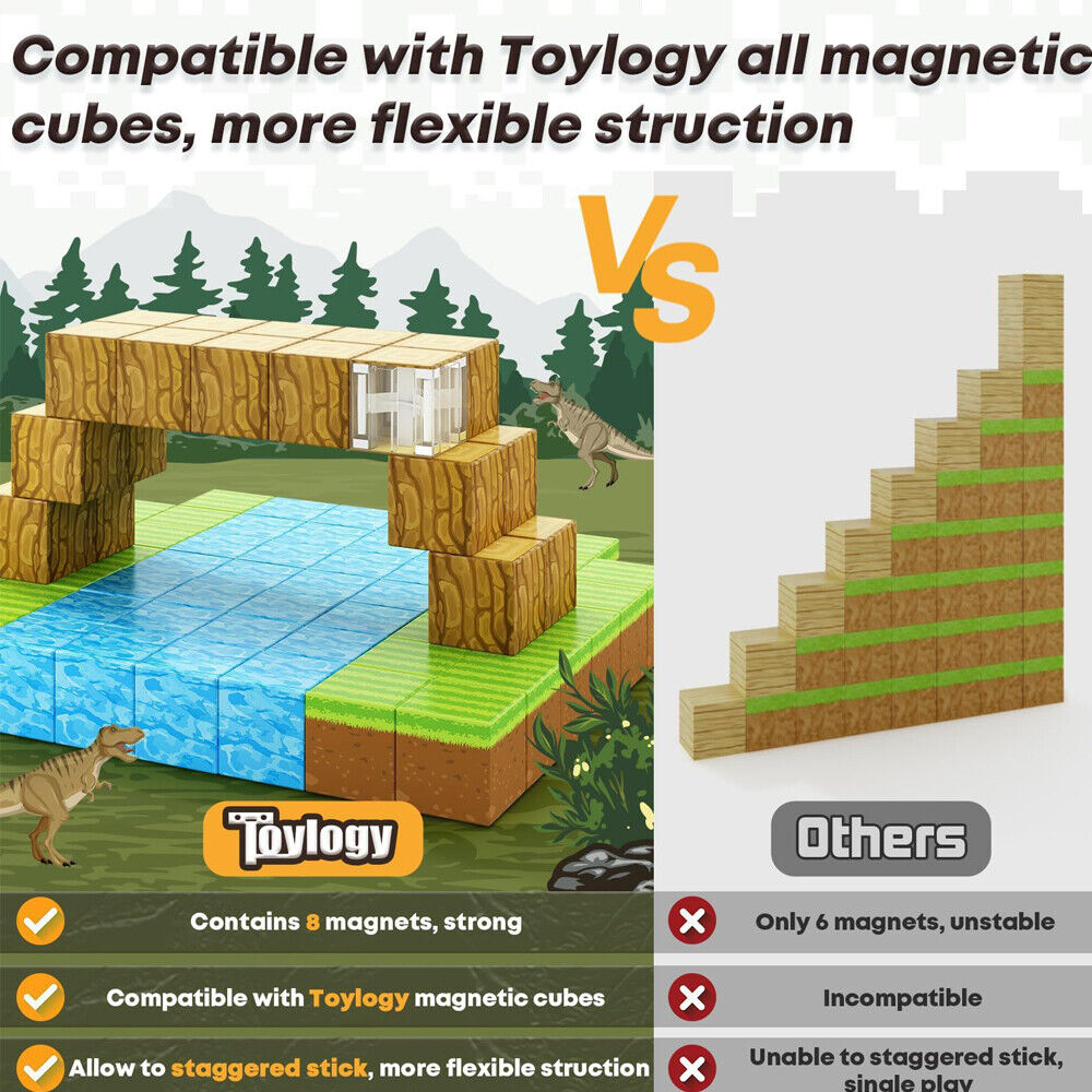 Magnetic Pixel World Building Blocks for Kids, STEM Learning Toy