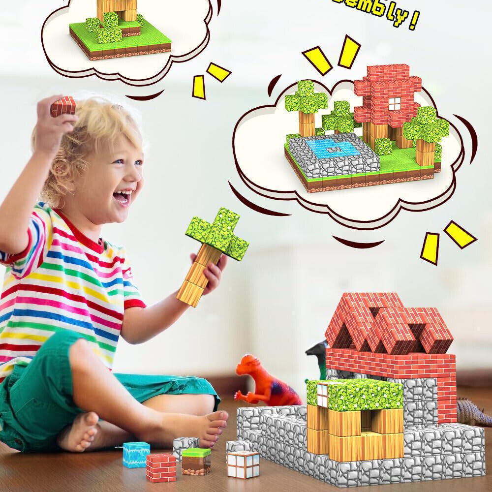 Magnetic Pixel World Building Blocks for Kids, STEM Learning Toy