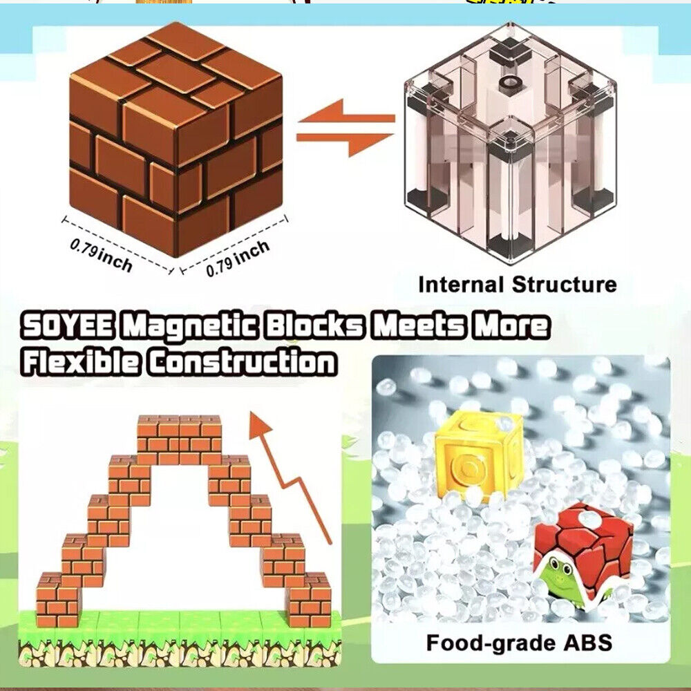 Magnetic Pixel World Building Blocks for Kids, STEM Learning Toy