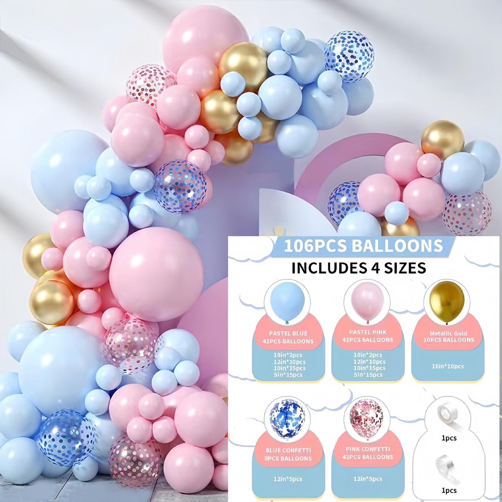 Macaron Balloon Display Kit (Multi-Colour Pastel)/Birthday Party,Baby Shower